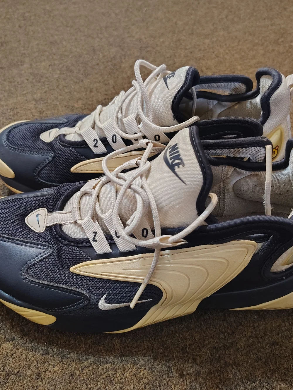 Men's Navy and Cream Athletic Sneakers by